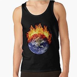 EARTH IN FLAMES Graphic  	 Tank Top RB0712