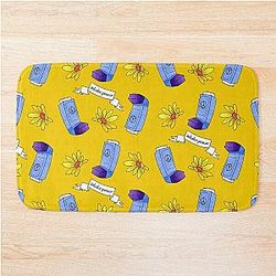 Inhaler Power! - pattern - yellow Bath Mat