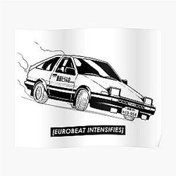 Eurobeat Intensifies AE86 Kansei Dorifto Initial D Car Poster RB2806