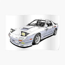 White Comet RX7 FC3S initial D Poster RB2806