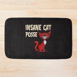 Funny Cat Design Insane Cats Posse Scary Kitten Clown Horror  Bath Mat