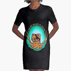 If You Are Help Inscryption Cat Graphic T-Shirt Dress
