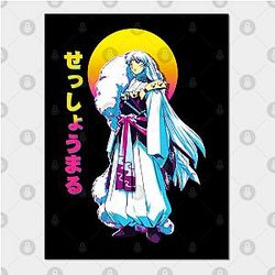 Inuyasha Posters - Sesshomaru Inuyasha Anime Vaporwave Poster TP0704
