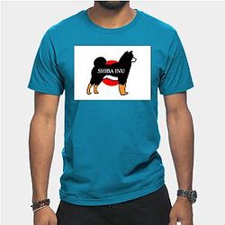 Inuyasha T-Shirts - shiba inu 검은 색과 탄 이름 silhouette 깃발 티셔츠 TP0704