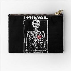 I Prevail Alone Skeleton Zipper Pouch
