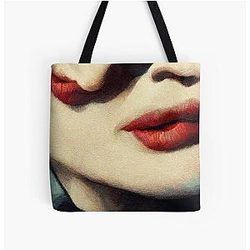 With Isabella Rossellini lips Over Print Tote Bag