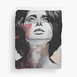 Isabella Rossellini sensual sketch portrait Duvet Cover