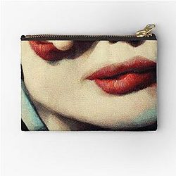 With Isabella Rossellini's lip zipper pouch