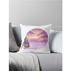 Ishura on the Beach at Sunset Throw Pillow