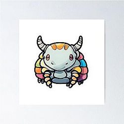 다색 귀여운 낙농장 Cow Isopod - 간단한 Crustacean 디자인 포스터