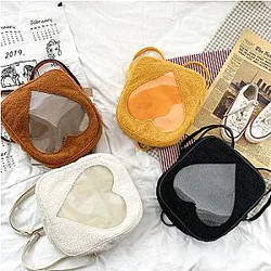 Itabag Backpack - Female Korean Style Heart Transparent Fluffy Backpack