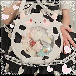 Ita Bag Shoulder Bag - Lolita Cow Pattern Plush Shoulder Bag Soft Fashion Girl