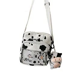 Ita Bag Messenger Bag - Harajuku Cow Print  Milk Cow Puppet Messenger Bag Handbag
