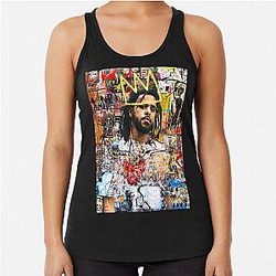 J Cole Portrait Racerback Tank Top