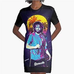 J Cole Retro Art Graphic T-Shirt Dress