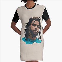 J. Cole Minimal Face Graphic T-Shirt Dress