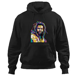 J. Cole Hoodies – Colorful Pop Art Portrait Design