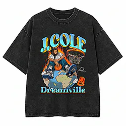Rap New Design DTNK1506 Washed J. Cole T-Shirts