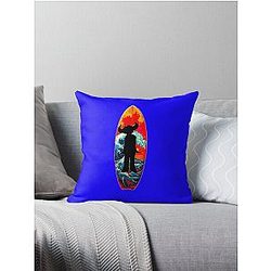 Jamiroquai Wave Surfboard Colour Summer Vibe Throw Pillow