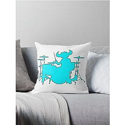 Jamiroquai Drums Silhouette Blue Summer Vibe Throw Pillow