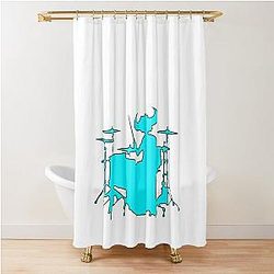Jamiroquai Drums Silhouette Blue Summer Vibe Shower Curtain