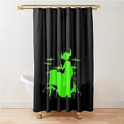 Jamiroquai Drums Silhouette Green Summer Vibe Shower Curtain