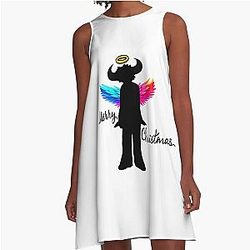 Jamiroquai Christmas Angel Rainbow Wings A-Line Dress