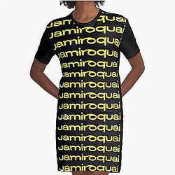 Jamiroquai Word Logo Yellow Summer Vibe Graphic T-Shirt Dress