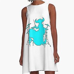 Jamiroquai Drums Silhouette Blue Summer Vibe A-Line Dress
