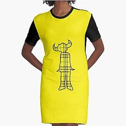 Jamiroquai Tartan Pattern Yellow Summer Vibe Graphic T-Shirt Dress