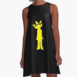 Jamiroquai Leaf Hat Yellow Summer Vibe A-Line Dress
