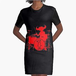 Jamiroquai Playing Drums Red Summer Vibe Graphic T-Shirt Dress