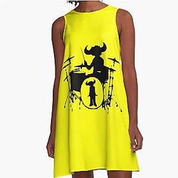 Jamiroquai Drums Yellow Black Summer Vibe A-Line Dress
