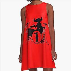 Jamiroquai Drums Red Black Summer Vibe A-Line Dress
