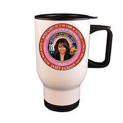 Janet Jackson 80's Singer Travel Mug/Cup Stainless Steel Lid Born In Taurus Zodiac Fire Horse