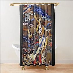 Joel Embiid posterizing Jarrett Allen Shower Curtain