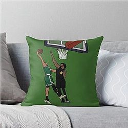 Jayson Tatum Dunks on Jarrett Allen Throw Pillow