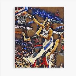 Joel Embiid posterizing Jarrett Allen Canvas Print