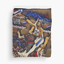 Joel Embiid posterizing Jarrett Allen