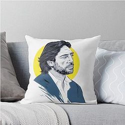 Javier Bardem An illustration by Paul Cemmick Throw Pillow