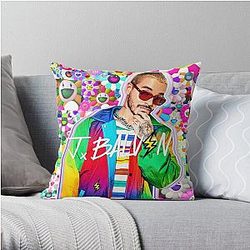 J Balvin Pillows - J Balvin | Electric Colores Throw Pillow RB1504