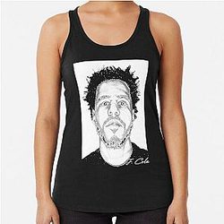 J Cole Art Portrait, J.Cole   Racerback Tank Top