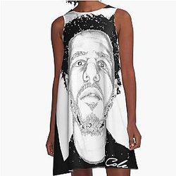 J Cole Art Portrait, J.Cole   A-Line Dress