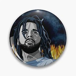 J Cole Portrait Pin