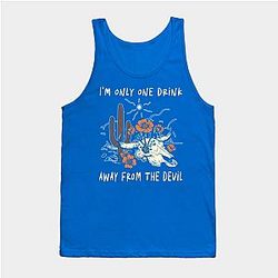 Jelly Roll Tank Tops - I'm Only One Drink Away From The Devil Bull-Skull Graphic Feathers Tank Top TP2509