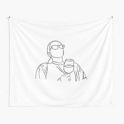 Jenna Marbles Line Drawing Tapestry