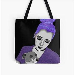 Jenna Marbles and Kermit Design All Over Print Tote Bag