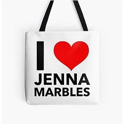 I Heart Jenna Marbles Black All Over Print Tote Bag
