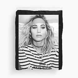 Men's Funny Jennifer Lawrence Black and White Gifts For Birthday Duvet Cover