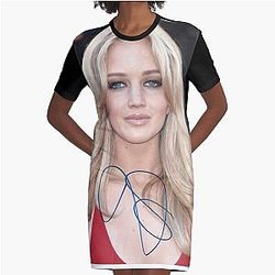Jennifer Lawrence autograph Graphic T-Shirt Dress